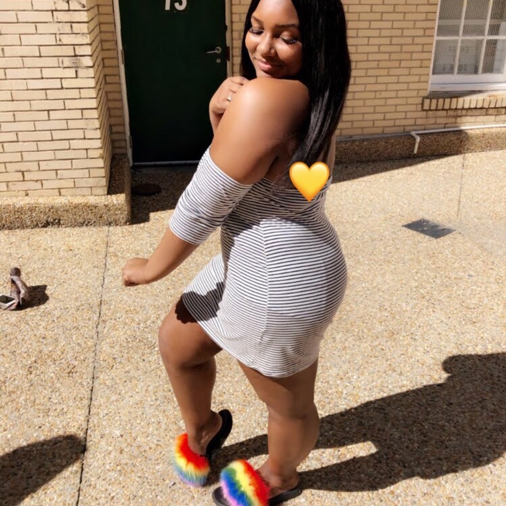 Stripped Off The Shoulder Fashionnova Dress